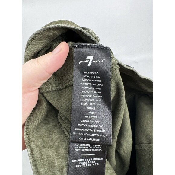 7 For All Mankind Armycoated Cargo Pant Women 29 Green Zip Ankle Grunge Skinny - Picture 6 of 14